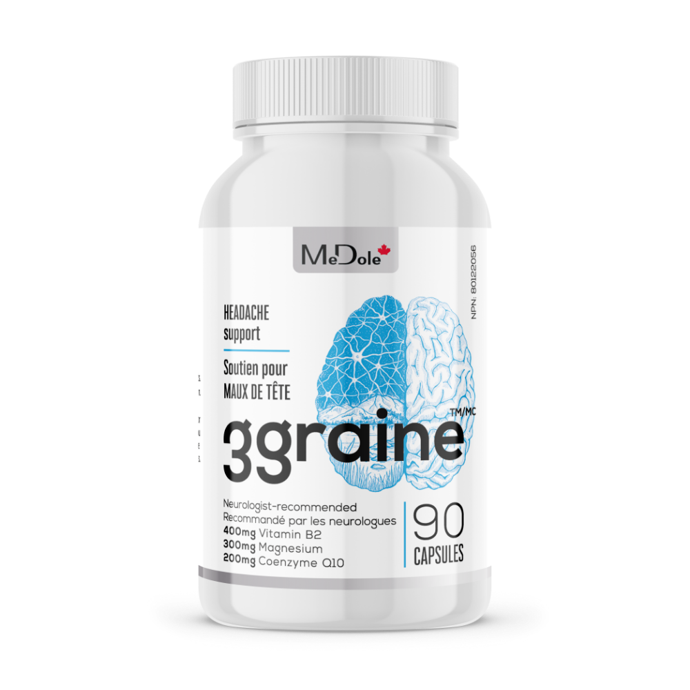 3graine Migraine and Headache Pain Relief Supplement Bottle Front