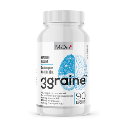 3graine Migraine and Headache Pain Relief Supplement Bottle Front