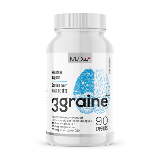 3graine Migraine and Headache Pain Relief Supplement Bottle Front